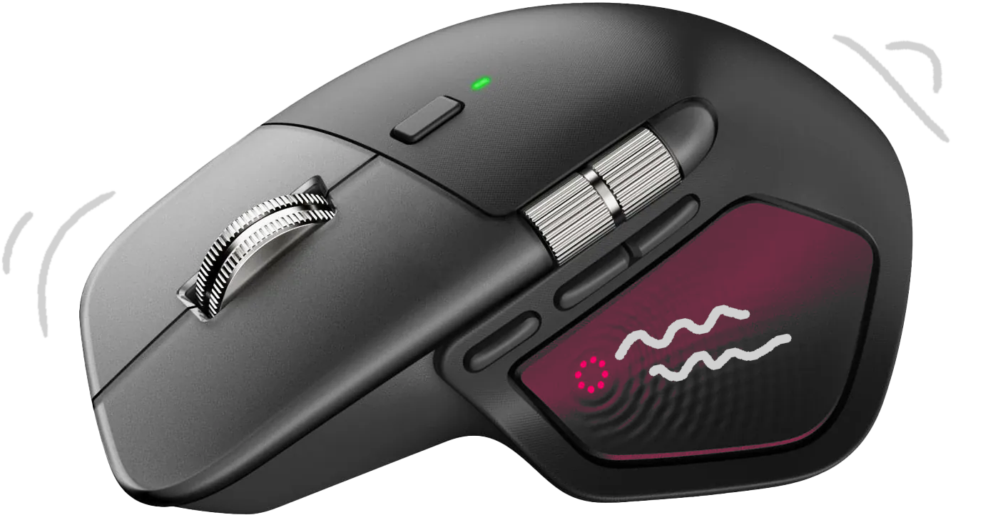 Logitech MX Master 4 mouse emitting a haptic pulse